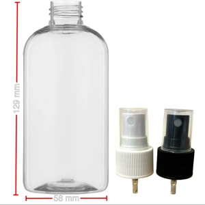 250ml Clear Round Boston Bottle with Spray Caps