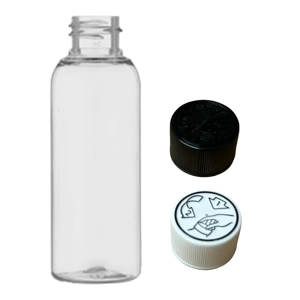 30ml Clear Tall Boston Bottles with Child Resistant Caps