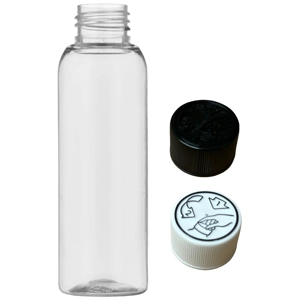 100ml Clear Tall Boston Bottles with Child Resistant Caps