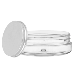 50ml Clear Plastic Screw Top Jar with Aluminium Lids