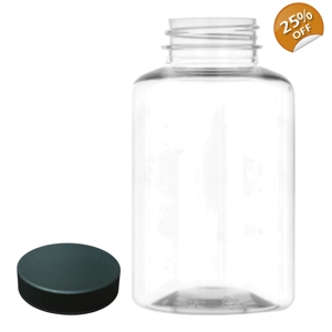 250ml Small Neck Screw Top Jar & 38mm Black Screw Cap