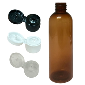 100ml Amber Plastic Bottles with Flip Top Caps