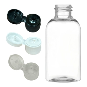 50ml Clear Round Boston Bottle with Flip Top Caps