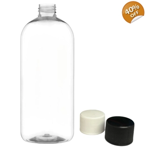500ml Clear Round Boston Bottle with Screw Caps