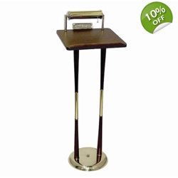Walnut Formica Top Register Stand With Metal Reflector Shade - DUAL LEGS