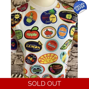 Love Moschino Men’s White Fruit Sticker TShirt