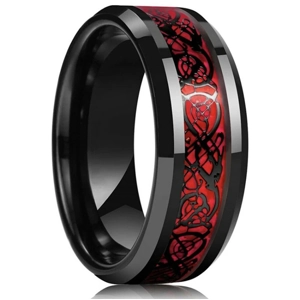 Mens Trendy fashion Ring - Red Dragon