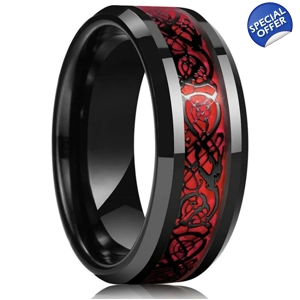Mens Trendy fashion Ring - Red Dragon