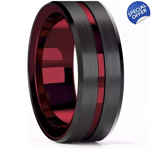 Mens Trendy fashion Ring - Black/Red