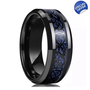 Mens Trendy fashion Ring - Blue Dragon