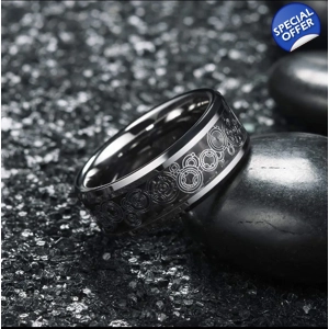 Mens Trendy fashion Ring - Silver Dragon
