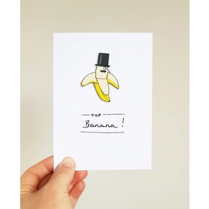 Top Banana Handmade Greetings Card Pun Funny A6 Blank Inside