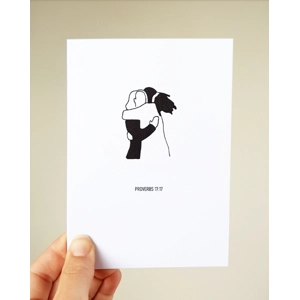 Bible Verse Proverbs 17 Verse 17 Greetings Card Illustrated Friendship Scripture