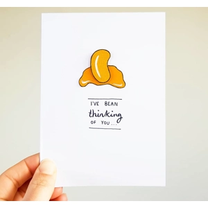 I've Bean Thinking of You Handmade Greetings Card Pun Thinking of You Friendship