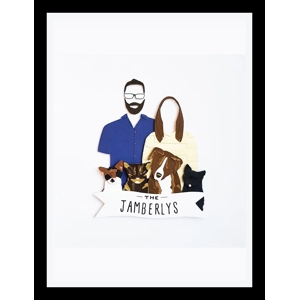 Custom Made Paper Pet Portrait Personalised Family Portrai..