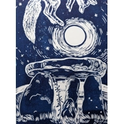 Fox jumping over the Moon