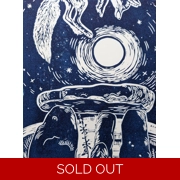 Fox jumping over the Moon