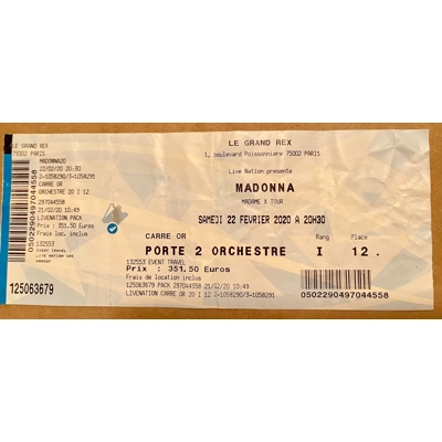 Madonna Madame X Tour Ticket France Used Madonna Madame X Tour Ticket France Used