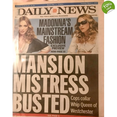 Madonna NY Daily News Cover Story Newspaper 2007