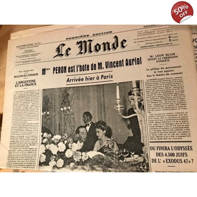 Madonna Evita Movie Prop Newspaper Le Monde Promo