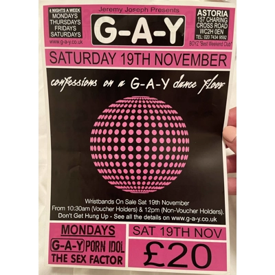 Madonna G.A.Y. London Party Flyer Madonna G.A.Y. London Party Flyer