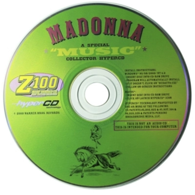Madonna Music Promo CD Z100 Green Disc