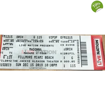 Madonna Tour Ticket Miami