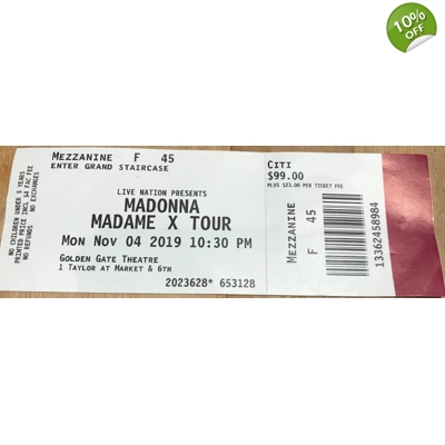 Madonna Tour Ticket San Francisco