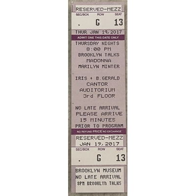 Madonna Brooklyn Talks Ticket Marilyn Minter 2017 Madonna Brooklyn Talks Ticket Marilyn Minter 2017