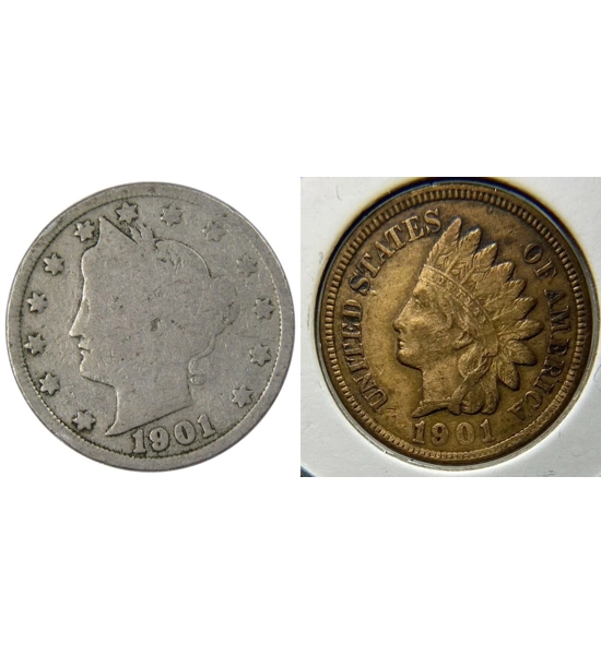 COIN 1901 LIBERTY AND INDIAN