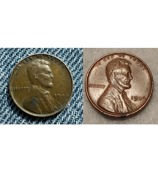 COIN 1946 WHEAT PENNY 2X