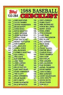 CARD 1988 BASEBALL CHECKLIST TOPPS 253