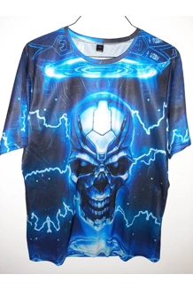 T-SHIRT LARGE 3D SKULL FUTURE TECH MECH