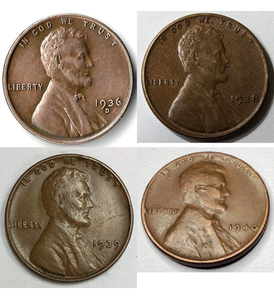 COIN 1936 WHEAT PENNY 4X