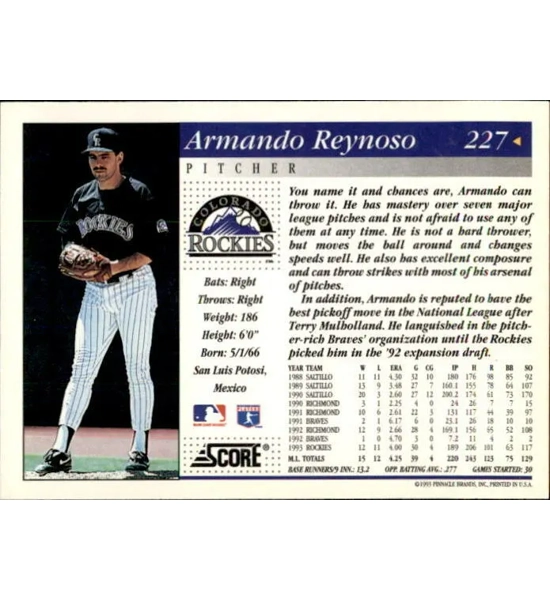 CARD ARMANDO REYNOSO SCORE ROOKIE
