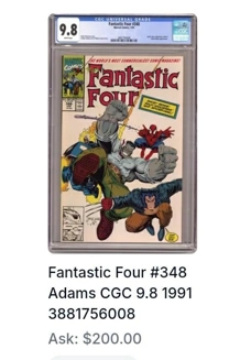 COMIC FANTASTIC FOUR 348 9.8