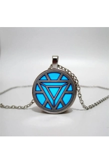 NECKLACE AVENGERS IRON MAN HEART ARC REACTOR TEAL