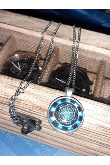 NECKLACE IRON MAN ARC REACTOR HERO SILVER CHAIN ..