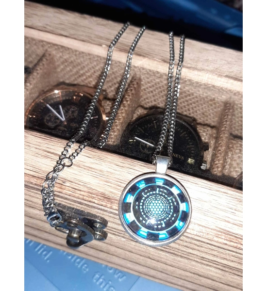 NECKLACE IRON MAN ARC REACTOR HERO SILVER CHAIN AVENGERS AGE OF ULTRON
