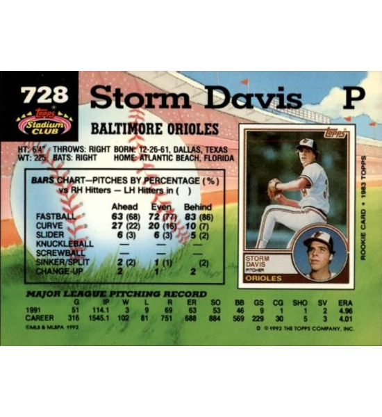 CARD STORM DAVIS TOPPS STADIUM CLUB