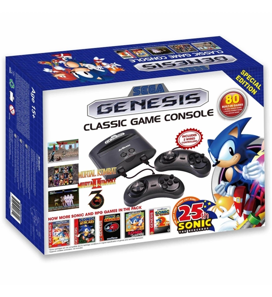 SEGA GENESIS CONSOLE 80 GAMES CORDS WIRELESS CONTROLLERS