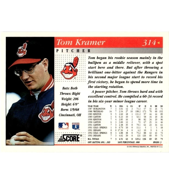 CARD TOM KRAMER SCORE ROOKIE