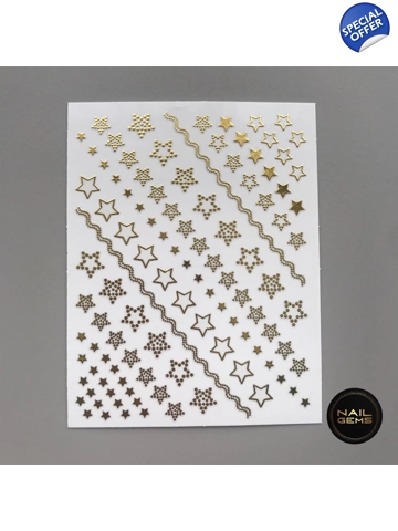 Gold 3D Star Outline Na..