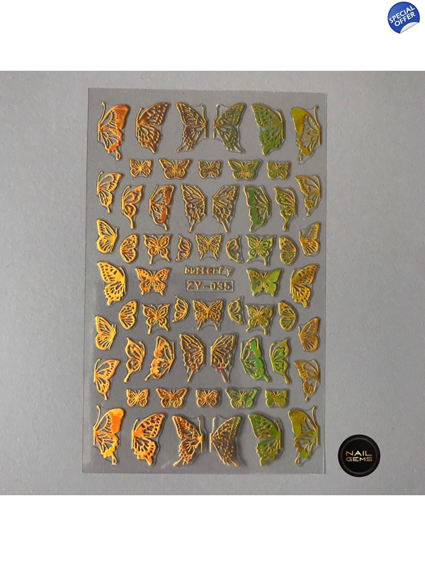 Gold Holographic Butterfly Stickers 035