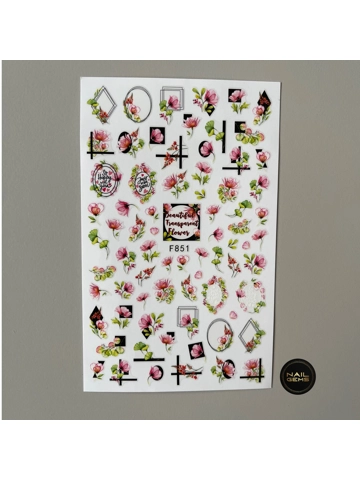 Pink Framed Flower Stickers