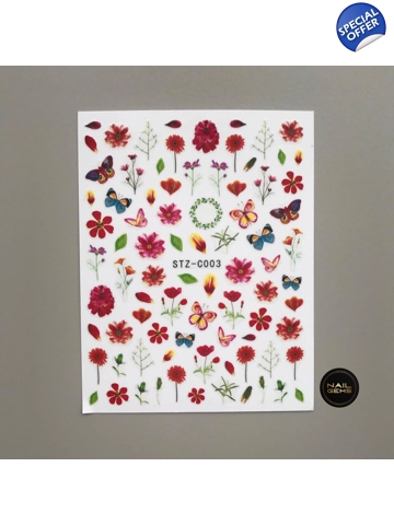 Red Floral Mix Stickers