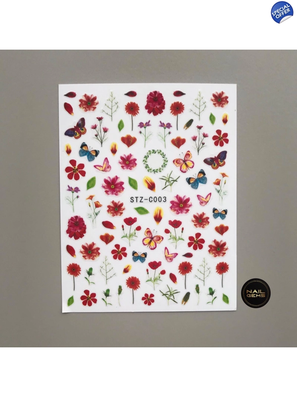 Red Floral Mix Stickers