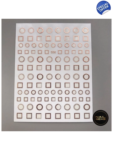 Rose Gold 3D Circle/Square Outline Stickers