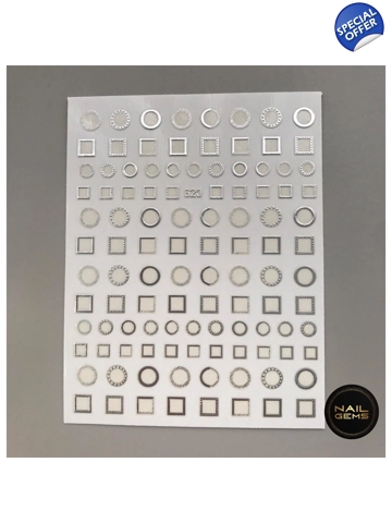 Silver 3D Circle/Square Outline Stickers