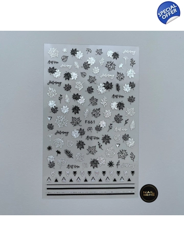 Silver & Black Leaves Stickers